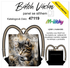 MOB Panel se střihem -  Překlápěcí batoh Václav Classic - kočka návod k panelu zdarma - více v popisu produktu