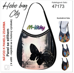 MOB Panel k ušití  - Hobo bag City - vintage černý motýl - výběr z materiálů