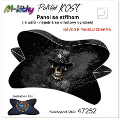 MOB Panel k ušití  - Relaxační (čtecí) polštář KOST - steampunk lebka výběr z variant