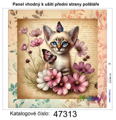 MOB Panel k ušití  - dekorativní polštář - vintage kotě výběr z variant