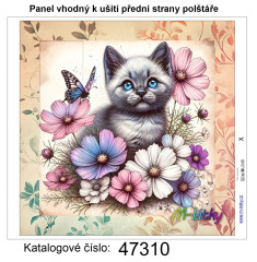 MOB Panel k ušití  - dekorativní polštář - vintage kotě výběr z variant