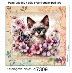 MOB Panel k ušití  - dekorativní polštář - vintage kotě výběr z variant