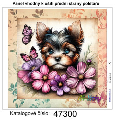 MOB Panel k ušití  - dekorativní polštář - vintage jorkšírský teriér výběr z variant