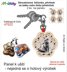 OB Panel se střihem - 2 ks tvarovaná klíčenka (jehelníček, přívěsek na kabelku apod.) - britská kočka Tisk m-látky