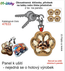 OB Panel se střihem - 2 ks tvarovaná klíčenka (jehelníček, přívěsek na kabelku apod.) - Jorkšírský teriér Tisk m-látky