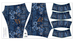 OB K - Panel k ušití dámské  leginy Capri - květy denim výběr z variant materiálu