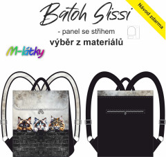 KOB Panel se střihem -  Překlápěcí batoh Sissi - tři kočky návod k panelu zdarma - více v popisu produktu  - stáhněte si doplňkový střih k umístění magnetického zapínání