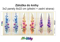 MOB Panel k ušití - záložka do knihy (3x2 ks panelů o rozměru 8x22 cm) - květy kočárkovina