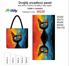 OB Dvojitý zrcadlový panel - výběr z rozměrů - malovaná kočka