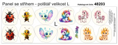 MOB Panel k ušití  - 3D dekorativní polštář velikost L - beruška, včelka, jednorožci,motýl, kočka výběr z variant