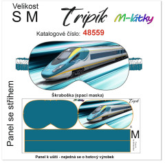 MOB Panel se střihem  - škraboška (maska na spaní) Tripík - vlak Digitální tisk m-látky - výběr z variant