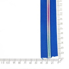 Zip metrový   - 5 mm -  duhová barva spirály modrá