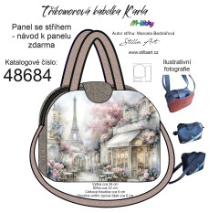 MOB B - Panel k ušití - Tříkomorová kabelka Karla - střih Stilla Art (Marcela Bednářová) - Rozkvetlá Paříž (Eiffel) fotonávod v popisu produktu