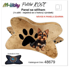 MOB Panel k ušití  - Relaxační (čtecí) polštář KOST - jorkšírský teriér výběr z variant