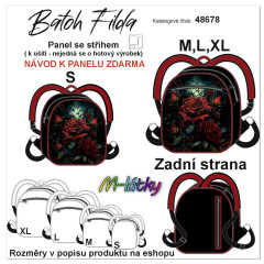 MOB Panel se střihem - batoh Filda - gothic růže fotonávod v popisu produktu - výběr z rozměrů