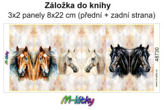 MOB Panel k ušití - záložka do knihy (3x2 ks panelů o rozměru 8x22 cm) - koně kočárkovina