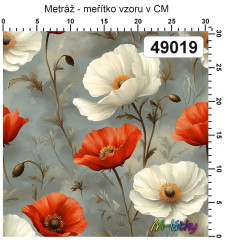 OB Metráž malované vlčí máky náš tisk na objednávku – výběr z materiálů