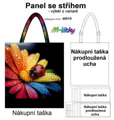 MOB Nákupní taška - beruška na barevné květině panel se střihem náš tisk na objednávku
