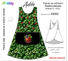 MOB B - Panel se střihem - dámská šatová zástěra Adéla - berušky na čtyřlístcích