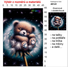 OB Panel bez střihu - Zvířátka v pampeliškách - medvídě tisk na objednávku výběr z rozměrů a materiálů