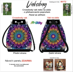 OB Panel se střihem - Vakobag (crossbody vak nebo vak na záda) - mandala s průchodkami nebo stahovací verze - fotonávod v popisu produktu - výběr z rozměrů