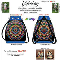 OB Panel se střihem - Vakobag (crossbody vak nebo vak na záda) - mandala s průchodkami nebo stahovací verze - fotonávod v popisu produktu - výběr z rozměrů