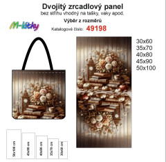 OB Dvojitý zrcadlový panel - výběr z rozměrů - vintage knihy v růžích