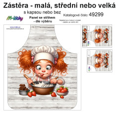 MOB Panel k ušití  - Zástěra - ze života kuchařky malá, střední nebo velká - s kapsou nebo bez  - výběr z variant a materiálů