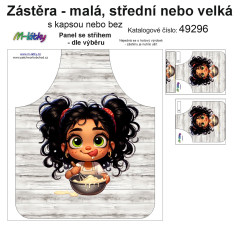 MOB Panel k ušití  - Zástěra - ze života kuchařky malá, střední nebo velká - s kapsou nebo bez  - výběr z variant a materiálů