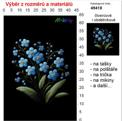 OB Panel - vzhled výšivky - pomněnky tisk na objednávku výběr z rozměrů a materiálů