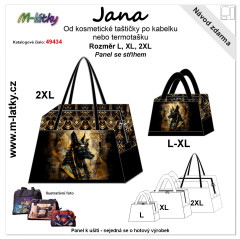 MOB Jana (kabelka/kosmetická taška, příruční zavazadlo, termotaška, cestovní taška)  L, XL, 2XL,3XL - Anubis panel se střihem - fotonávod v popisu produktu