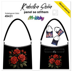 MOB Panel se střihem - Kabelka Soňa - vzor výšivky - červené růže návod k panelu zdarma - více v popisu produktu