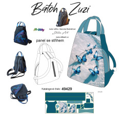 MOB B Panel batoh Zuzi střih Marcela Bednářová - motýli na pláži panel se střihem tisk na ob jednávku