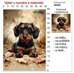 MOB Panel bez střihu - jezevčík tisk na objednávku výběr z rozměrů a materiálů