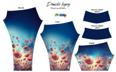 OB K - Panel se střihem - leginy dámské - vlčí máky výběr z variant materiálu