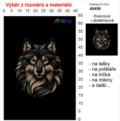 OB Panel - výběr z rozměrů - vzhled výšivky vlk Materiál - výběr z variant