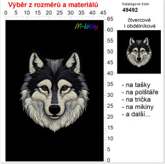OB Panel - výběr z rozměrů - vzhled výšivky vlk Materiál - výběr z variant