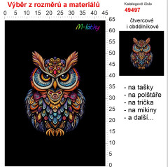 OB Panel - výběr z rozměrů - vzhled výšivky sova Materiál - výběr z variant