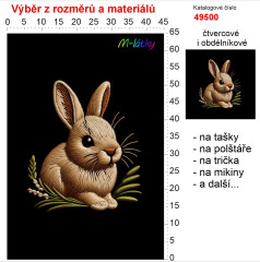 OB Panel - výběr z rozměrů - vzhled výšivky zajíc Materiál - výběr z variant