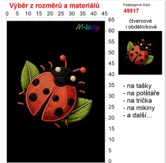 OB Panel - výběr z rozměrů - vzhled výšivky beruška Materiál - výběr z variant