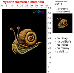 OB Panel - výběr z rozměrů - vzhled výšivky šnek Materiál - výběr z variant