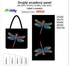 OB Dvojitý zrcadlový panel - výběr z rozměrů - vzhled výšivky vážka