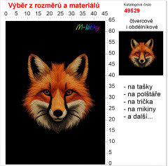 OB Panel - výběr z rozměrů - vzhled výšivky liška Materiál - výběr z variant