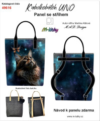 OB D - Panel k ušití - Kabelkobatoh Uno - střih Martina Alblová - magická mainská mývalí kočka fotonávod v popisu produktu