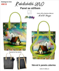 OB D - Panel k ušití - Kabelkobatoh Uno - střih Martina Alblová - malovaný domek fotonávod v popisu produktu