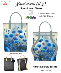 OB D - Panel k ušití - Kabelkobatoh Uno - střih Martina Alblová - chrpy fotonávod v popisu produktu