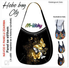 MOB Panel k ušití  - Hobo bag City - motýli - výběr z materiálů