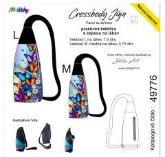 MOB B - Panel k ušití - Crossbody Jája  M/L- střih Stilla Art (Marcela Bednářová) - barevní motýli fotonávod v popisu produktu