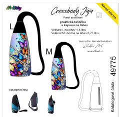 MOB B - Panel k ušití - Crossbody Jája  M/L- střih Stilla Art (Marcela Bednářová) - barevní motýli fotonávod v popisu produktu