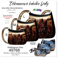 MOB B Panel se střihem - tříkomorová kabelka Vally - rozkvetlé město fotonávod v popisu produktu - výběr z rozměrů